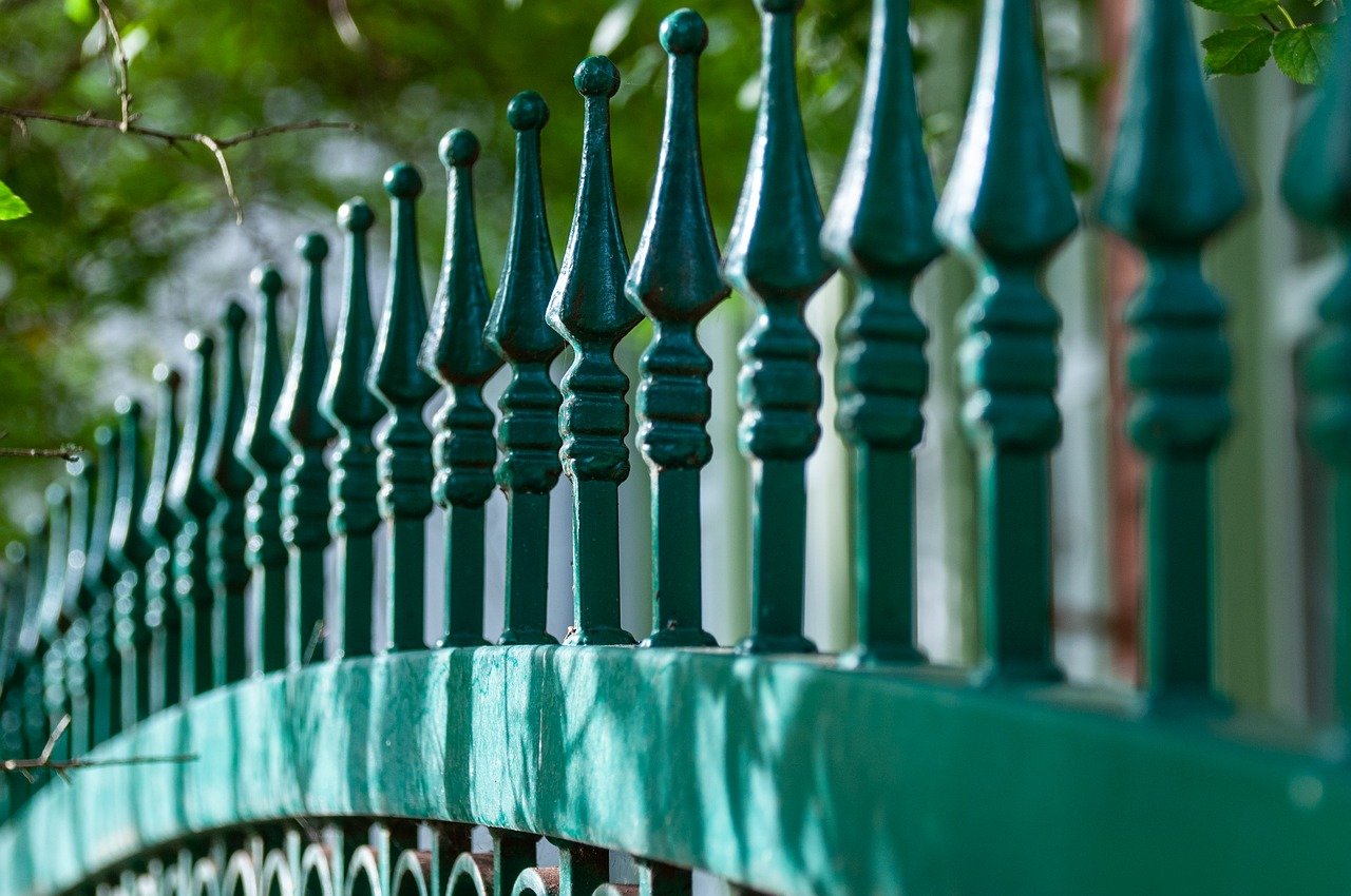 fence, metal, green